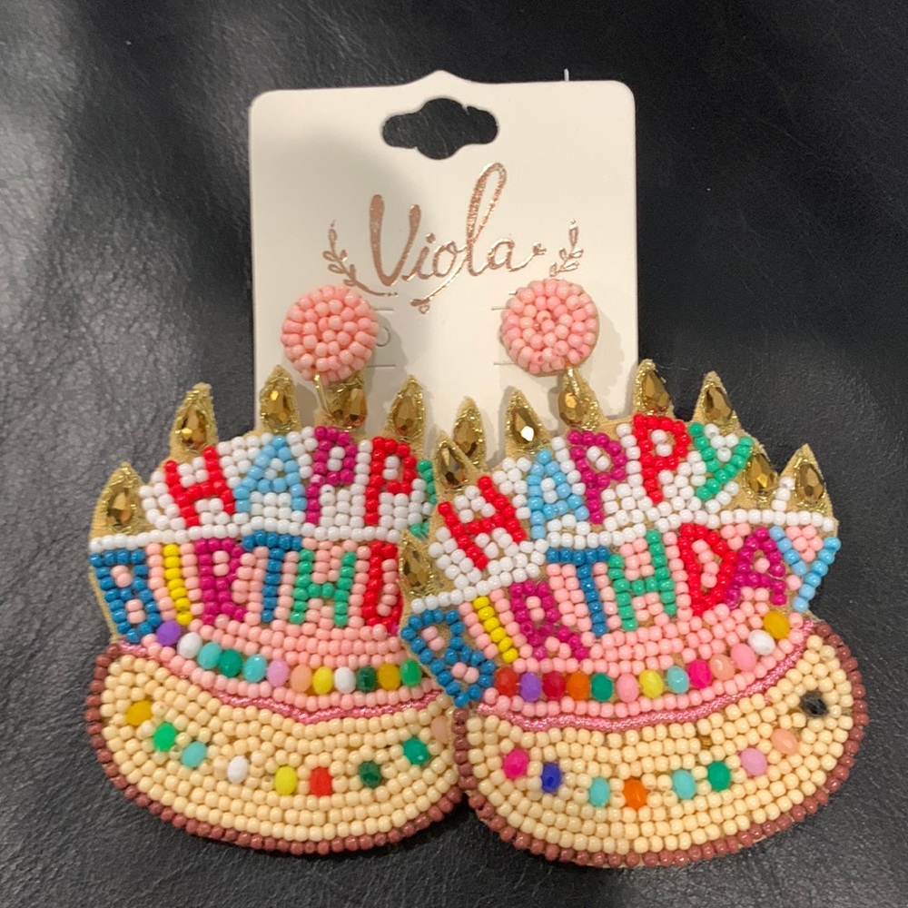 Brand new fashion beaded earrings. Happy Birthday earrings